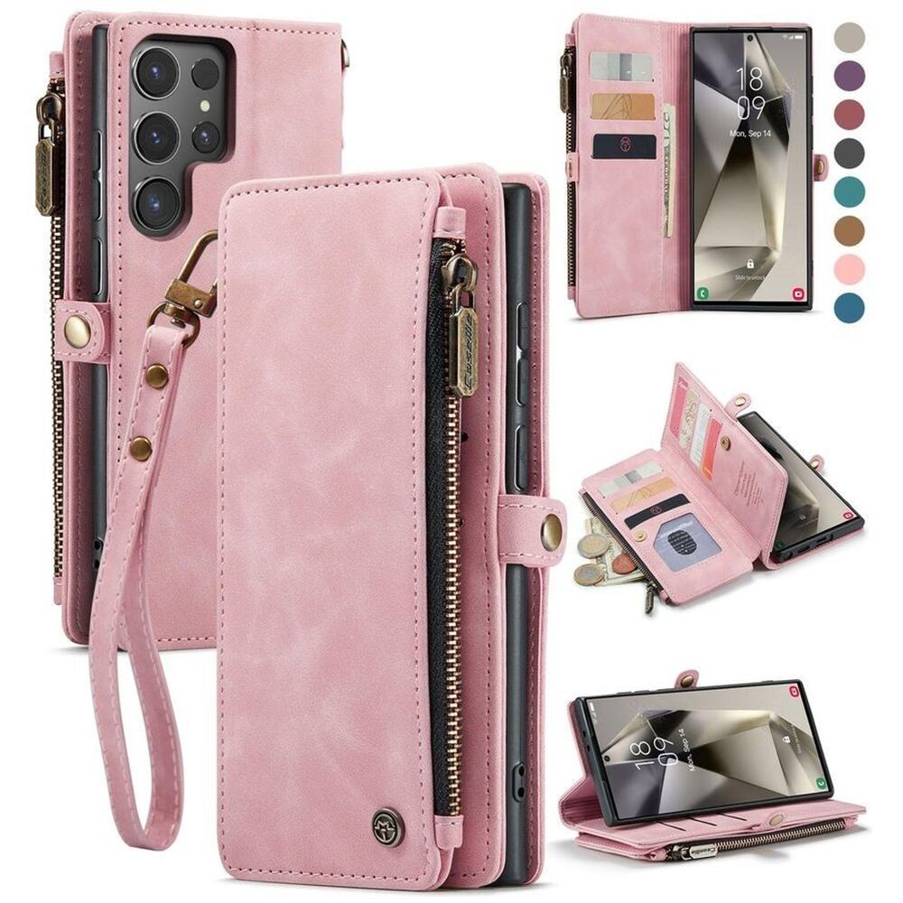 Fr Samsung Galaxy S25 Ultra S24 S23 Heavy Zipper Wallet Magnetic Detachable Case